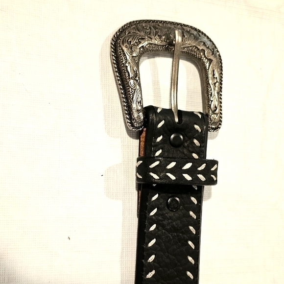 Mens ROPER black Western leather belt sz 34 - Picture 2 of 15